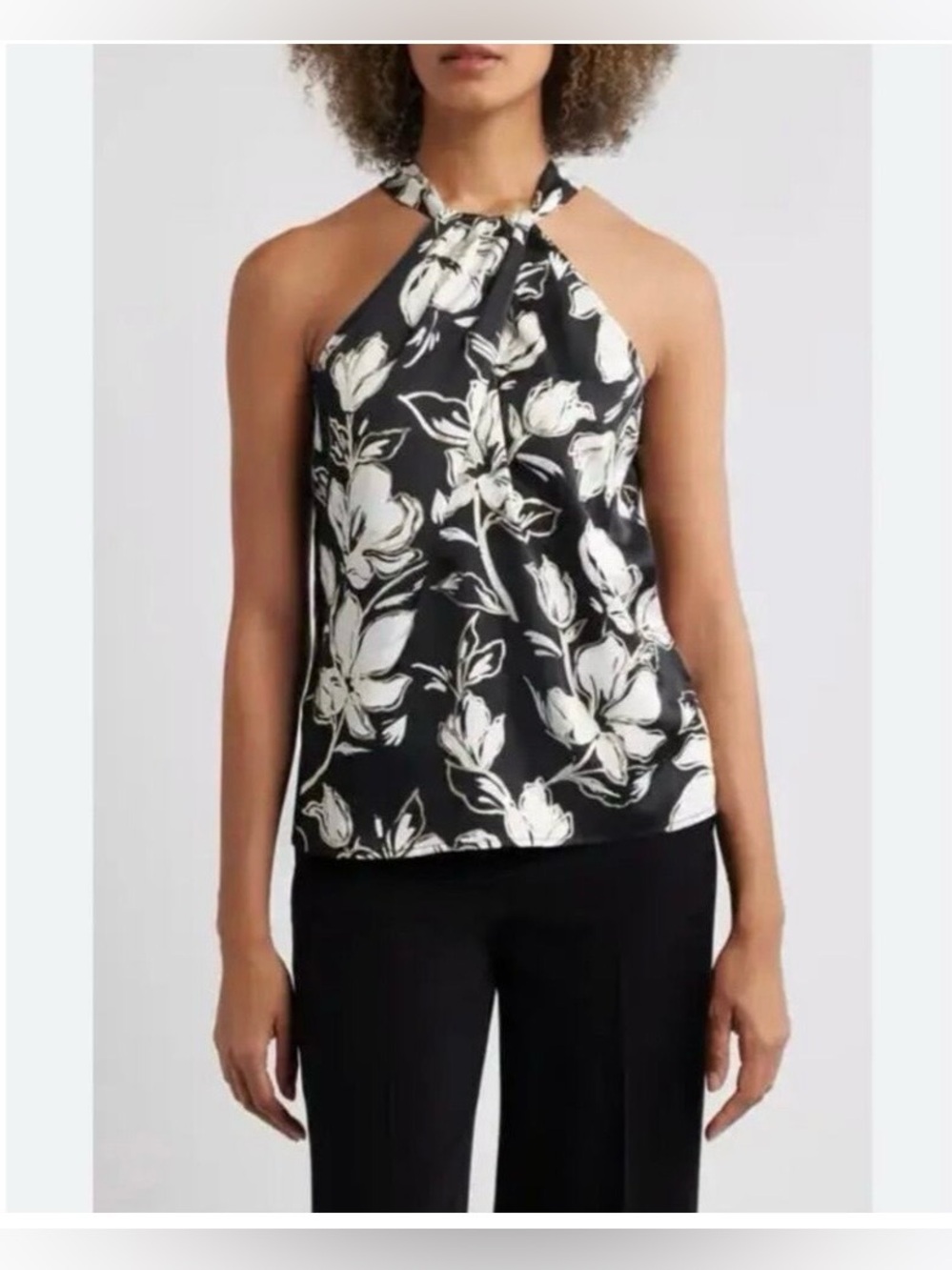 Tommy Bahama Noche Mar Satin Floral Halter Blouse Top Large